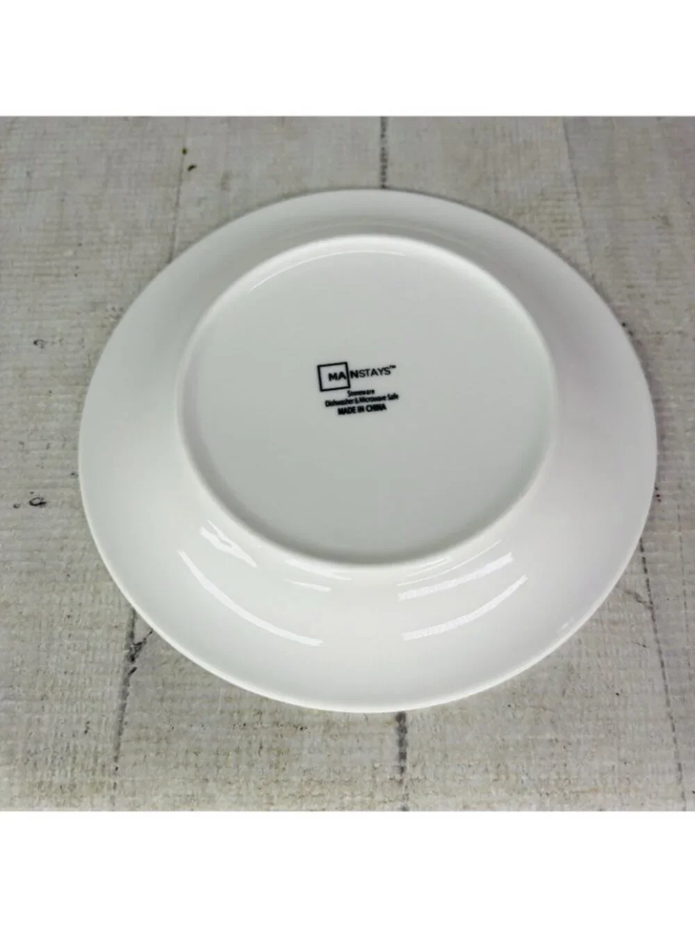 Mainstays CASUAL BANDED ROYAL BLUE Rings Stoneware White Salad Plates Set of 4